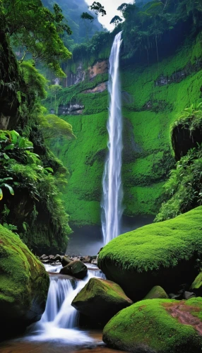 green waterfall,green landscape,green wallpaper,waterfalls,green trees with water,brown waterfall,valdivian temperate rain forest,water fall,green forest,natural scenery,waterfall,green congo,wasserfall,tropical greens,the natural scenery,rain forest,water falls,beautiful landscape,nature landscape,green water,Photography,General,Realistic