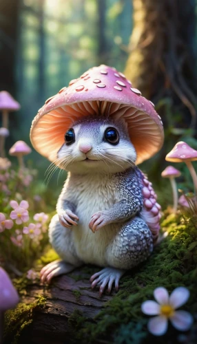 cute cartoon character,mushroom hat,dormouse,forest mushroom,toadstool,toadstools,mushroom landscape,hedgehog child,hedgehog,toad,squirell,chipmunk,knuffig,flower animal,champignon mushroom,whimsical animals,young hedgehog,chestnut mushroom,small mushroom,little hat,Illustration,Retro,Retro 24