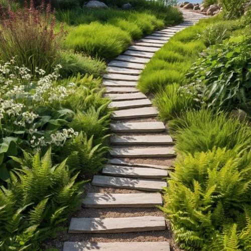 landscape designers sydney,winding steps,landscape design sydney,wooden path,perennial plants,pathway,garden design sydney,walkway,stone stairs,herbaceous,climbing garden,hiking path,the mystical path,stone stairway,towards the garden,ostrich fern,summer border,to the garden,terraced,green border,Photography,General,Realistic