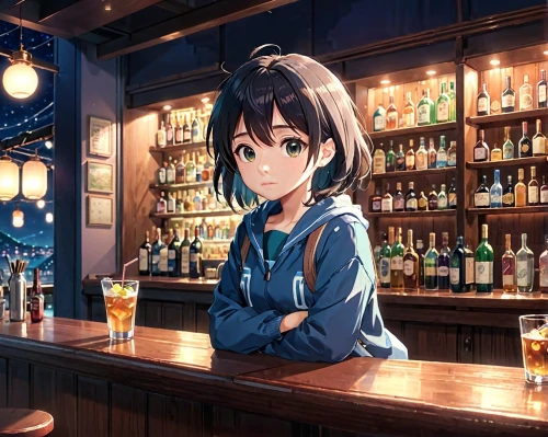 izakaya,barmaid,bar,bartender,pub,shosenkyo drunk,unique bar,have a drink,liquor bar,drinking establishment,drinks,bar counter,barman,azusa nakano k-on,euphonium,piano bar,waitress,irish pub,cold drink,drinking