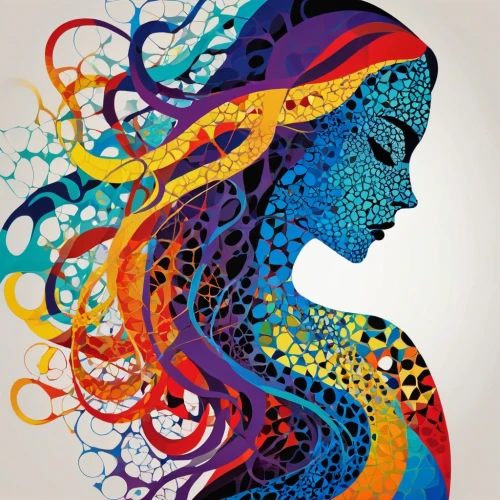 boho art,psychedelic art,woman silhouette,woman thinking,women silhouettes,adobe illustrator,mermaid vectors,colorful spiral,head woman,mermaid silhouette,watercolor women accessory,the zodiac sign pisces,colorful foil background,women in technology,watercolor paint strokes,colorfulness,african woman,batik design,creative spirit,harmony of color,Art,Artistic Painting,Artistic Painting 42