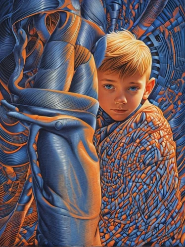 oil painting on canvas,bodypainting,psychedelic art,oil on canvas,surrealism,child portrait,chalk drawing,human heart,inner child,escher,child art,oil painting,father with child,human internal organ,illusion,art painting,child's hand,child,fractals art,blue snake,Conceptual Art,Sci-Fi,Sci-Fi 24