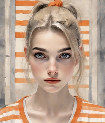 clementine,girl portrait,portrait of a girl,portrait background,digital painting,world digital painting,young woman,mystical portrait of a girl,illustrator,girl drawing,orange,retro girl,digital art,doll's facial features,blond girl,fantasy portrait,blonde girl,vintage girl,orange color,girl-in-pop-art,Digital Art,Watercolor