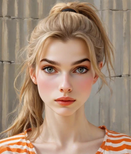 realdoll,doll's facial features,girl portrait,natural cosmetic,portrait of a girl,clementine,female doll,portrait background,orange,blonde girl,female model,blond girl,blonde woman,beauty face skin,orange color,young woman,girl drawing,illustrator,woman face,women's eyes,Digital Art,Classicism