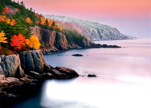 lake superior,coastal landscape,bar harbor,split rock,maine,beach landscape,cliffs ocean,coastline,rocky coast,cliff beach,fall landscape,west canada,cliff coast,new england,newfoundland,granite island,vancouver island,mountain beach,landscapes beautiful,coastal region,Illustration,Paper based,Paper Based 21