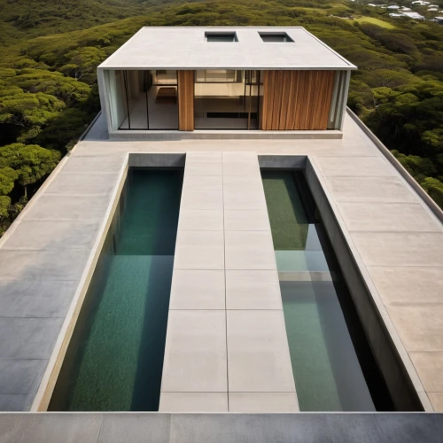 infinity swimming pool,japanese architecture,dunes house,roof top pool,flat roof,roof landscape,pool house,landscape design sydney,modern house,modern architecture,landscape designers sydney,cube house,cubic house,grass roof,corten steel,reflecting pool,exposed concrete,concrete blocks,outdoor pool,luxury property,Photography,General,Realistic