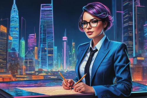 women in technology,night administrator,businesswoman,business woman,girl at the computer,blur office background,sci fiction illustration,neon human resources,business women,business girl,businesswomen,office worker,receptionist,administrator,bussiness woman,secretary,white-collar worker,librarian,stock exchange broker,bookkeeper,Conceptual Art,Daily,Daily 17