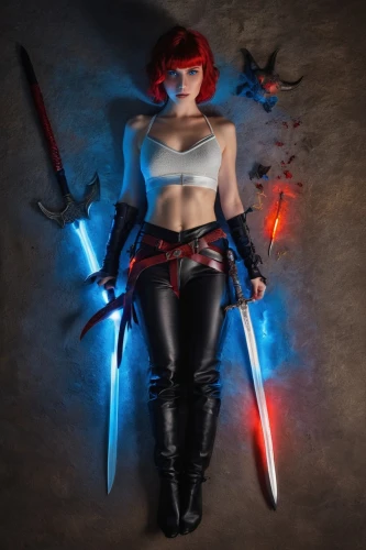 darth talon,cosplay image,swordswoman,transistor,black widow,harnessed,katana,female warrior,splitting maul,lightsaber,maul,widow,cosplay,vampire woman,beautiful girls with katana,red and blue,mystique,cosplayer,laser sword,huntress,Unique,Design,Knolling