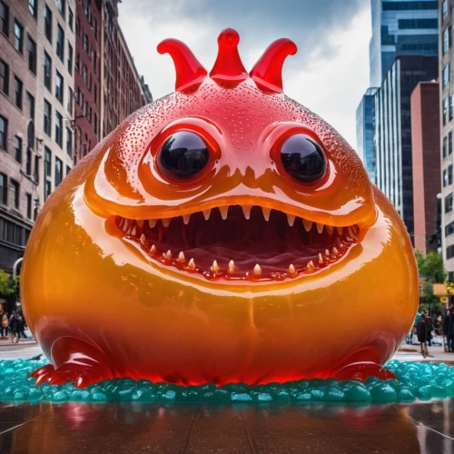 piranha,three-lobed slime,yo-kai,inflatable,inflated,ny sewer,polyp,cuthulu,calabaza,gnaw,rubber dinosaur,nemo,blob,rubber ducky,fire hydrant,slime,drupal,anglerfish,water creature,emoji balloons,Photography,General,Realistic