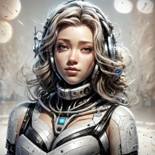 cyborg,silver,echo,cg artwork,sci fiction illustration,cuirass,ice queen,fantasy portrait,suit of the snow maiden,cybernetics,andromeda,female warrior,ice princess,the snow queen,scifi,eve,humanoid,winterblueher,fantasy art,ai