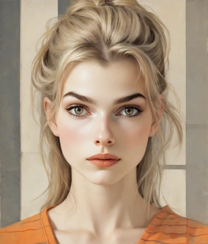 girl portrait,portrait of a girl,natural cosmetic,clementine,young woman,portrait background,blonde woman,angelica,blonde girl,fantasy portrait,mystical portrait of a girl,cinnamon girl,blond girl,digital painting,realdoll,cosmetic,romantic portrait,orange color,woman face,orange,Digital Art,Poster