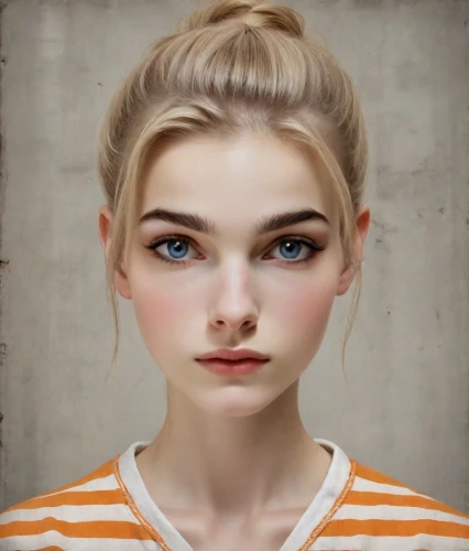 girl portrait,portrait of a girl,natural cosmetic,portrait background,realdoll,doll's facial features,young woman,mystical portrait of a girl,women's eyes,woman face,beauty face skin,clementine,bun,female model,angelica,pretty young woman,heterochromia,fashion vector,pale,fantasy portrait,Photography,Realistic