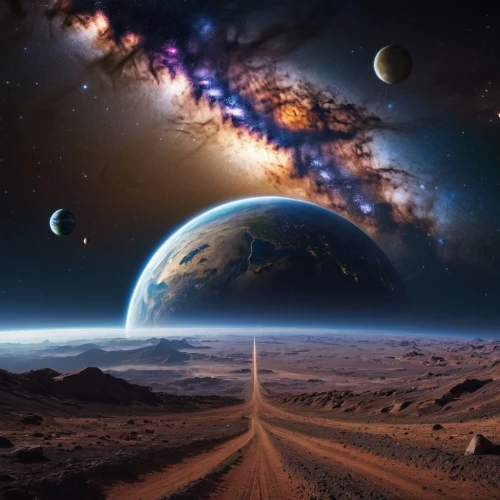 alien planet,alien world,space art,road of the impossible,planetary system,futuristic landscape,exoplanet,lunar landscape,road to nowhere,planets,moon valley,extraterrestrial life,the mystical path,desert planet,planet eart,valley of the moon,planet,the path,the road,journey,Photography,General,Natural