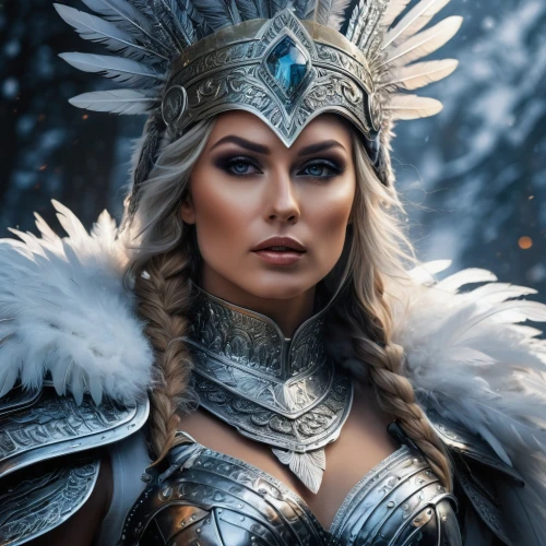 female warrior,warrior woman,ice queen,fantasy woman,the snow queen,samara,thracian,ice princess,suit of the snow maiden,nordic,celtic queen,fantasy warrior,heroic fantasy,goddess of justice,norse,feather headdress,wonderwoman,valhalla,winterblueher,artemisia,Photography,General,Fantasy