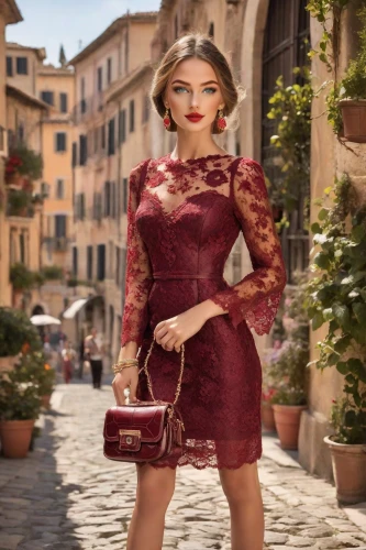 girl in red dress,man in red dress,lady in red,tuscan,valentino,women fashion,september in rome,portofino,vintage dress,vintage fashion,hallia venezia,verona,red dress,in red dress,taormina,italian style,lollo rosso,sheath dress,cocktail dress,italy,Photography,Cinematic