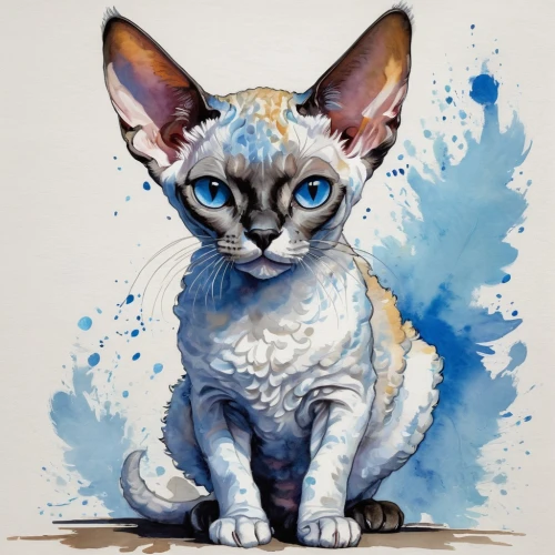 devon rex,watercolor cat,cornish rex,cat on a blue background,peterbald,tonkinese,siamese cat,cat vector,oriental shorthair,cat with blue eyes,french bulldog blue,blue eyes cat,siamese,japanese bobtail,cartoon cat,cat portrait,drawing cat,egyptian mau,sphynx,capricorn kitz,Conceptual Art,Oil color,Oil Color 10