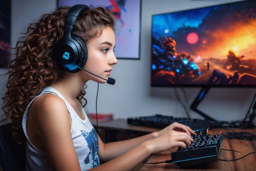 gamer,massively multiplayer online role-playing game,headset,wireless headset,gamers round,gaming,headset profile,gamer zone,online support,girl at the computer,video gaming,battle gaming,lan,gamers,e-sports,streamer,headsets,game addiction,call center,telemarketer,Illustration,Realistic Fantasy,Realistic Fantasy 16