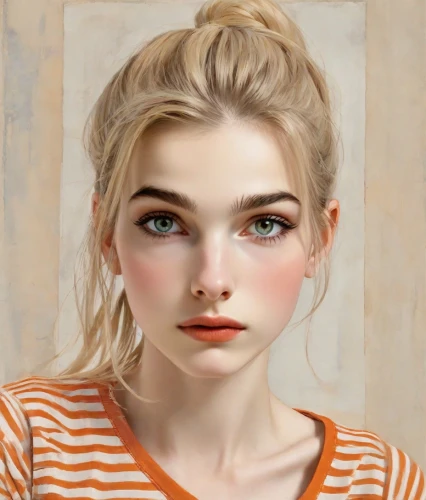 realdoll,natural cosmetic,girl portrait,portrait background,portrait of a girl,vintage makeup,clementine,fashion vector,doll's facial features,young woman,orange color,angelica,beauty face skin,cosmetic,vintage girl,orange,natural color,cinnamon girl,woman face,girl drawing,Digital Art,Poster