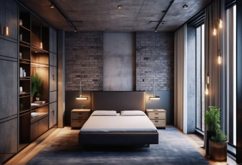 modern room,sleeping room,loft,concrete ceiling,room divider,modern decor,bedroom,sky apartment,guest room,boutique hotel,contemporary decor,great room,penthouse apartment,hallway space,interior modern design,wall lamp,interior design,modern minimalist bathroom,an apartment,shared apartment,Photography,General,Realistic