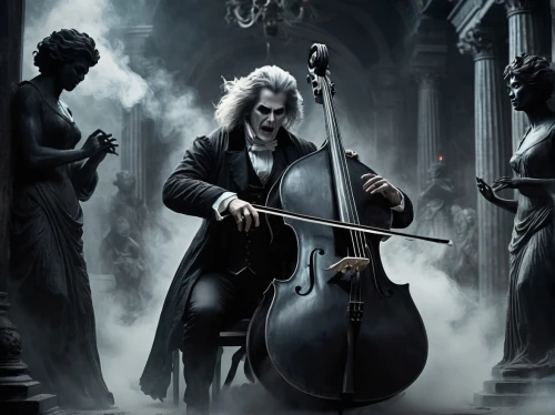 cellist,octobass,symphony orchestra,cello,orchestra,philharmonic orchestra,concertmaster,classical music,violoncello,orchesta,violin player,violinists,violist,symphony,bach,violinist,orchestral,double bass,musicians,bass violin,Conceptual Art,Fantasy,Fantasy 02