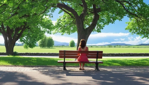 park bench,red bench,outdoor bench,bench,girl with tree,wooden bench,man on a bench,the girl next to the tree,girl and boy outdoor,benches,child in park,girl sitting,garden bench,landscape background,girl in a long,background vector,walk in a park,japanese sakura background,summer day,picnic table,Photography,General,Realistic