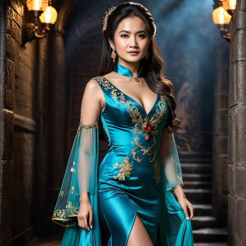 mulan,miss vietnam,celtic woman,blue enchantress,oriental princess,jasmine blue,teal blue asia,vietnamese woman,asian costume,princess sofia,azerbaijan azn,phuquy,jasmine,asian woman,the enchantress,fairy tale character,aladha,vietnamese,cinderella,shanghai disney,Photography,General,Fantasy