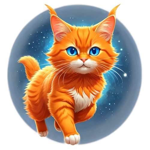 firestar,red tabby,ginger kitten,capricorn kitz,marmalade,cat vector,ginger cat,maincoon,cat on a blue background,firefox,cartoon cat,felidae,breed cat,siberian cat,norwegian forest cat,american bobtail,british longhair cat,red cat,callisto,cheshire,Illustration,Realistic Fantasy,Realistic Fantasy 01