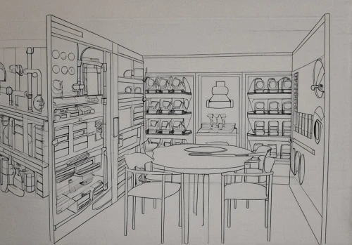 pantry,apothecary,kitchen shop,pharmacy,coloring page,kitchen,cupboard,kitchen cabinet,kitchenette,brandy shop,cabinets,shelves,coloring pages,china cabinet,food line art,watercolor tea shop,the kitchen,cabinetry,shelving,kitchen interior,Design Sketch,Design Sketch,Blueprint