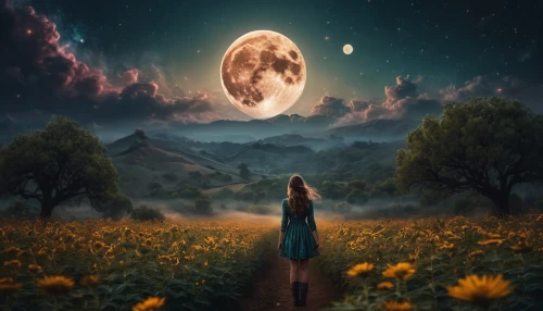 fantasy picture,photomanipulation,moon and star background,photo manipulation,hanging moon,the moon and the stars,dream world,fantasy landscape,moonrise,lunar landscape,moonlit night,big moon,fantasy art,moons,phase of the moon,the moon,valley of the moon,herfstanemoon,world digital painting,dreamland,Photography,General,Fantasy