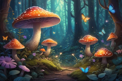 mushroom landscape,fairy forest,forest mushrooms,forest mushroom,mushroom island,mushrooms,fairytale forest,forest floor,fairy village,fairy world,toadstools,enchanted forest,cartoon forest,cartoon video game background,forest background,elven forest,blue mushroom,fairy galaxy,club mushroom,mushroom type,Illustration,Black and White,Black and White 21