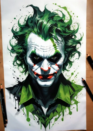 joker,hand painting,painting technique,chalk drawing,multi layer stencil,hand-painted,handdrawn,sharpie,copic,vector illustration,stencil,ink painting,angry man,comic characters,hand painted,bodypainting,art painting,lokportrait,markers,graffiti art,Conceptual Art,Fantasy,Fantasy 03