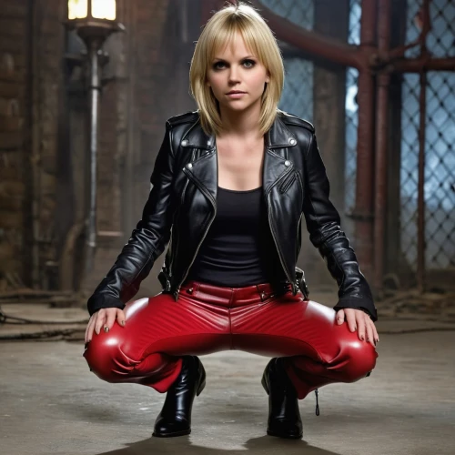 hollyoaks,leather jacket,pixie-bob,leather boots,red coat,pixie,leather,bad girl,red shoes,harley,fighting stance,strong woman,red,jacket,bolero jacket,elenor power,rocker,lady rocks,femme fatale,cool blonde