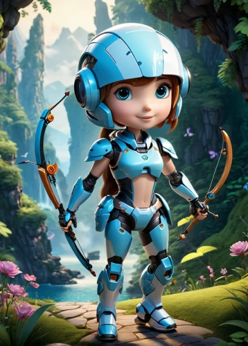 aquanaut,scandia gnome,minibot,cute cartoon character,smurf figure,pixie-bob,vector girl,ora,zefir,nova,goki,artemis,cosmetic,ranger,tara,mara,blue enchantress,bot,navi,explorer,Unique,3D,3D Character