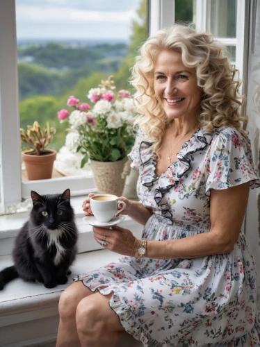 tea party cat,kopi luwak,cat drinking tea,blonde woman reading a newspaper,cat coffee,woman drinking coffee,black cat,vintage cat,vintage cats,a cup of tea,cat's cafe,british actress,celtic woman,vintage china,eglantine,carol colman,tea,blonde sits and reads the newspaper,heidi country,cup of tea,Photography,General,Natural