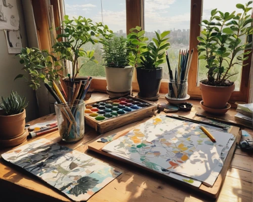 workspace,work space,flower painting,creative office,watercolor painting,watercolors,watercolor background,watercolor,working space,watercolor shops,home office,table artist,watercolor paint,study room,writing pad,watercolor pencils,painting technique,art tools,house plants,work table,Illustration,Vector,Vector 10