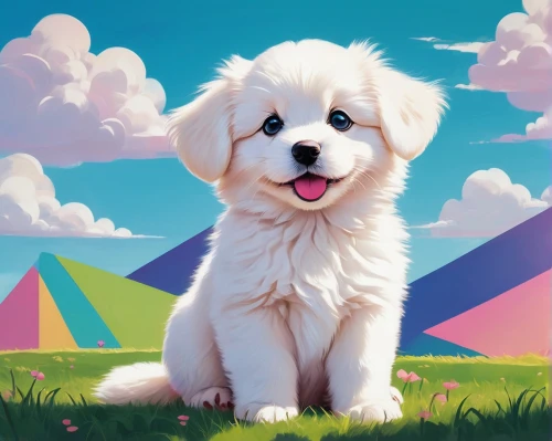 tibetan terrier,coton de tulear,old english sheepdog,havanese,great pyrenees,sealyham terrier,cavachon,goldendoodle,bearded collie,dog illustration,maltepoo,labradoodle,bichon,cavapoo,cute puppy,samoyed,lhasa apso,bichon frisé,kuvasz,english white terrier,Art,Artistic Painting,Artistic Painting 44