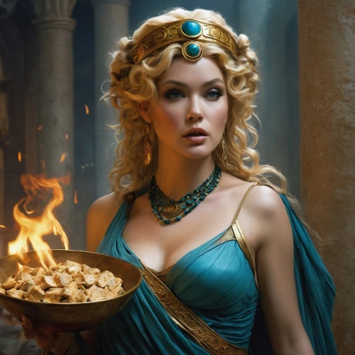 celtic woman,athena,priestess,emile vernon,greek myth,sorceress,aphrodite,greek mythology,cleopatra,queen of puddings,fantasy woman,cybele,elsa,crypto mining,fantasy picture,the enchantress,candlemaker,runes,fantasy art,artemisia,Conceptual Art,Fantasy,Fantasy 11