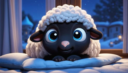 black nosed sheep,olaf,snow owl,cute cartoon character,winter animals,snow bales,black sheep,snowball,dwarf sheep,wool sheep,the black sheep,baby sheep,warm and cozy,rabbit owl,sheep,the sheep,night snow,winter background,sleepy sheep,snow scene,Unique,3D,3D Character