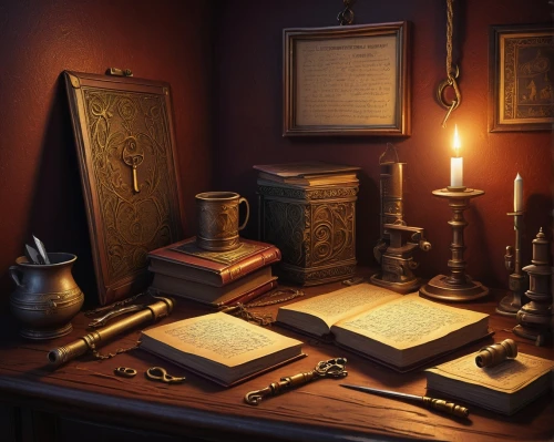 apothecary,antiquariat,nightstand,music chest,writing accessories,collected game assets,bedside table,writing desk,consulting room,book antique,potions,magic grimoire,antiques,antique background,attic treasures,sideboard,magic book,instruments,tabletop photography,prayer book,Conceptual Art,Sci-Fi,Sci-Fi 12