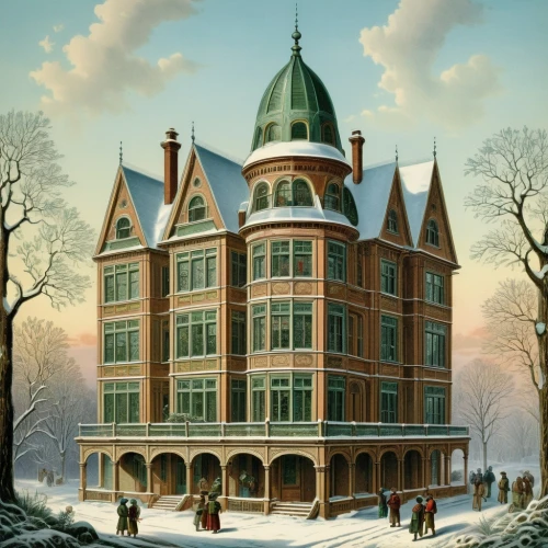 victorian house,henry g marquand house,north american fraternity and sorority housing,winter house,sugar house,victorian,town house,old town house,the gingerbread house,snow scene,apartment house,rathauskeller,grand hotel,snow house,winter service,doll's house,bremen,knight house,christmas landscape,snowhotel,Illustration,Retro,Retro 24
