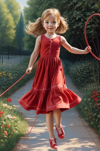 little girl twirling,little girl in wind,little girl running,children jump rope,little girl with balloons,red shoes,red ribbon,little girl in pink dress,little girls walking,skipping rope,girl in red dress,red string,little girl dresses,red balloon,jump rope,red summer,red balloons,man in red dress,red tunic,little girl with umbrella