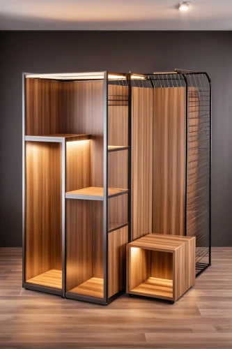 room divider,storage cabinet,bookcase,bookshelves,shelving,metal cabinet,wooden sauna,armoire,bookshelf,walk-in closet,cupboard,danish furniture,wooden shelf,cabinets,wooden cubes,shoe cabinet,cabinetry,shelves,compartments,chest of drawers,Photography,General,Realistic