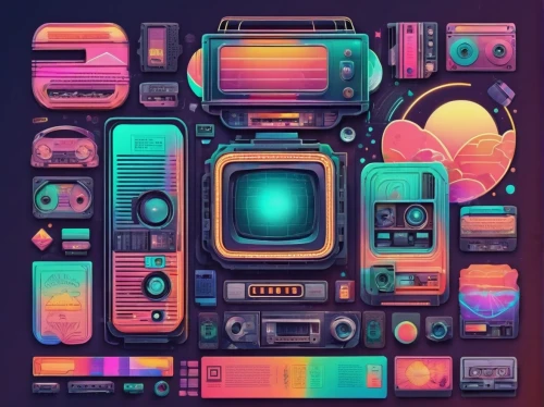 80's design,abstract retro,mobile video game vector background,80s,retro background,retro styled,microcassette,cassette,cassettes,retro style,retro,retro technology,camera illustration,techno color,electronics,gadgets,phone icon,devices,cyberpunk,retro music,Illustration,Vector,Vector 18
