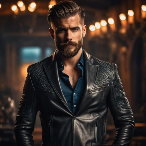 bolero jacket,male model,leather texture,leather,men clothes,men's wear,man portraits,male character,star-lord peter jason quill,leather jacket,lincoln blackwood,suit of spades,pompadour,cravat,men's suit,overcoat,frock coat,pomade,gentleman icons,handsome model,Photography,General,Fantasy