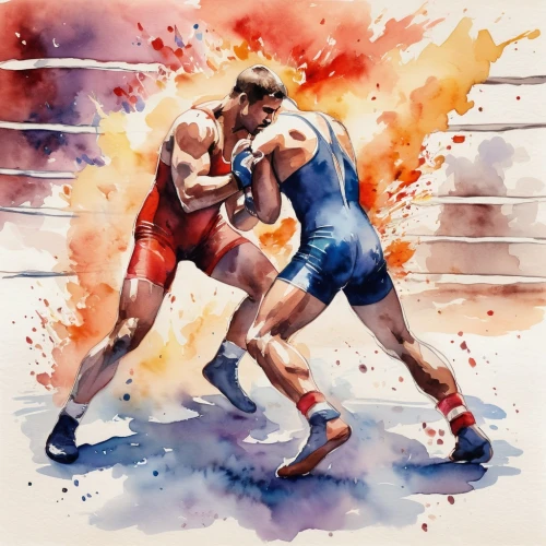 striking combat sports,combat sport,lethwei,greco-roman wrestling,the sports of the olympic,professional boxing,the hand of the boxer,watercolor painting,connectcompetition,australian rules football,pankration,mixed martial arts,punch,painting technique,chess boxing,muay thai,muhammad ali,knockout punch,mma,watercolor,Illustration,Paper based,Paper Based 25