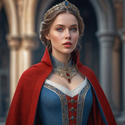 red tunic,red cape,crown render,red coat,celtic queen,princess' earring,queen of hearts,elsa,cinderella,regal,tudor,tiara,lady in red,queen anne,fantasy portrait,imperial coat,queen s,the crown,red gown,diadem,Photography,General,Sci-Fi