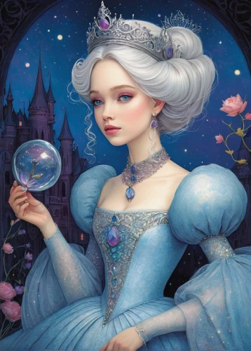 cinderella,white rose snow queen,fairy tale character,the snow queen,crystal ball,children's fairy tale,blue moon rose,fairy tale,princess sofia,fairytale characters,fantasy portrait,fairy tales,fairy queen,rosa 'the fairy,fairytales,a fairy tale,eglantine,crystal ball-photography,fairy tale icons,ice queen,Illustration,Realistic Fantasy,Realistic Fantasy 05