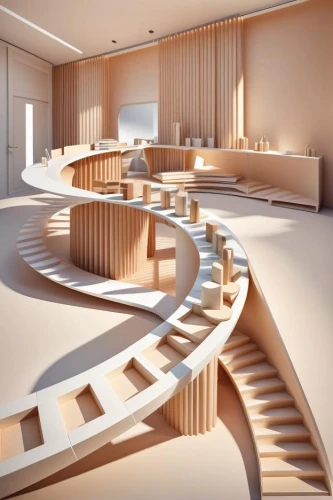 circular staircase,school design,3d rendering,sky space concept,winding staircase,jewelry（architecture）,futuristic art museum,conference room,theater stage,archidaily,staircase,stage design,modern office,interior modern design,elbphilharmonie,futuristic architecture,conference room table,conference table,spiral staircase,kitchen design