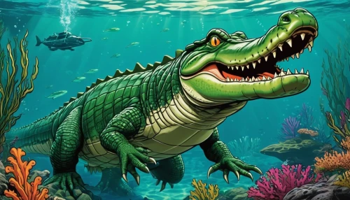 marine reptile,aucasaurus,salt water crocodile,spinosaurus,ankylosaurus,crocodilia,crocodile,crocodilian,landmannahellir,cynorhodon,cretoxyrhina,alligator,saltwater crocodile,philomachus pugnax,alligator mississipiensis,freshwater crocodile,gator,tirannosaurus,anodorhynchus,tyrannosaurus