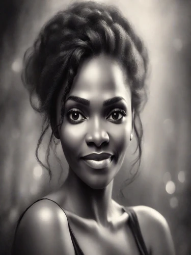 african woman,nigeria woman,digital painting,romantic portrait,tiana,woman portrait,girl portrait,african american woman,fantasy portrait,world digital painting,moana,charcoal drawing,custom portrait,black woman,maria bayo,digital art,hosana,graphite,charcoal pencil,artist portrait,Photography,Cinematic